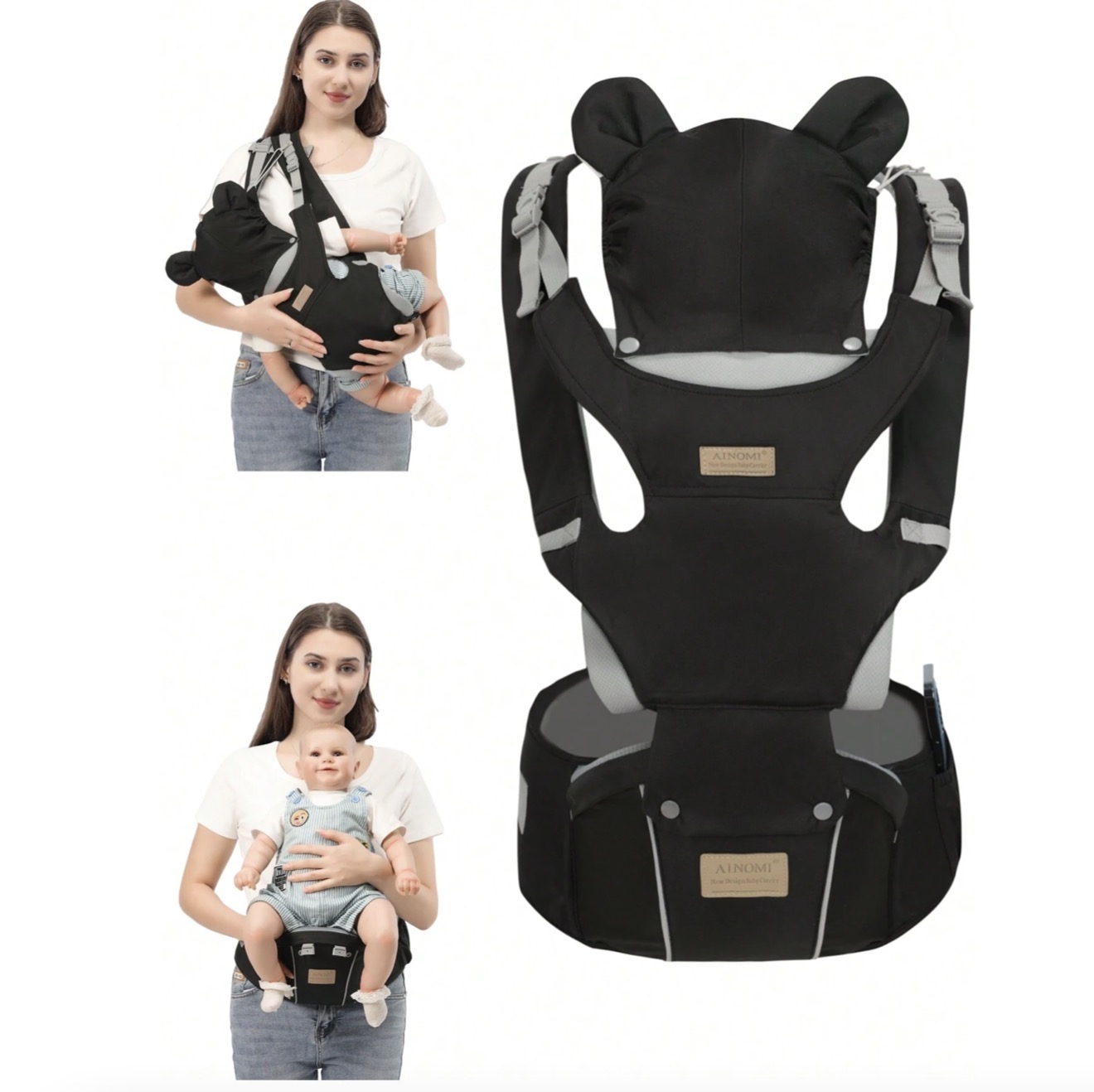 Ergonomic Baby Carrier Newborn To Toddler - Porte-bébé 6-en-1, du nouveau-né au bambin,