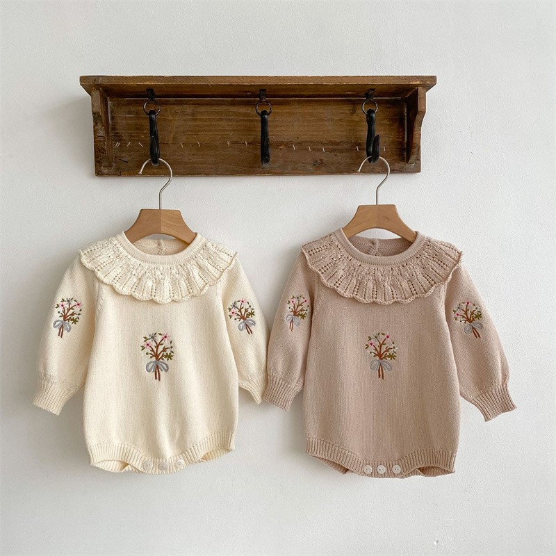 Newborn Baby Girl Romper Floral - Barboteuse à manches longues pour bébé