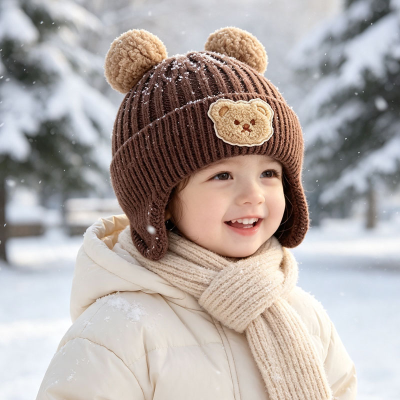 Infant Beanie Hat With Ears - 1-10 pièces Bonnet en tricot à