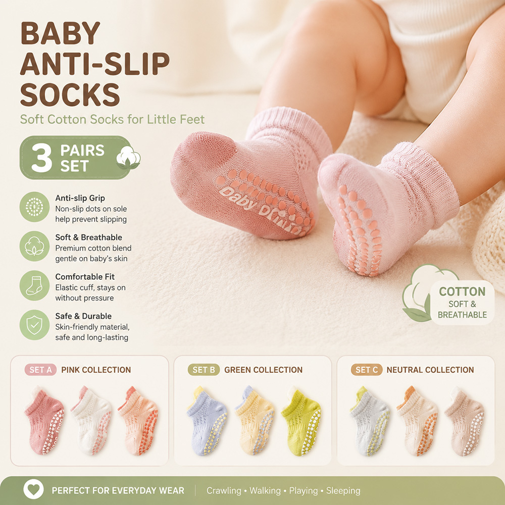 Unisex Baby Socks Non Slip - Chaussettes antidérapantes pour bébé, lot de