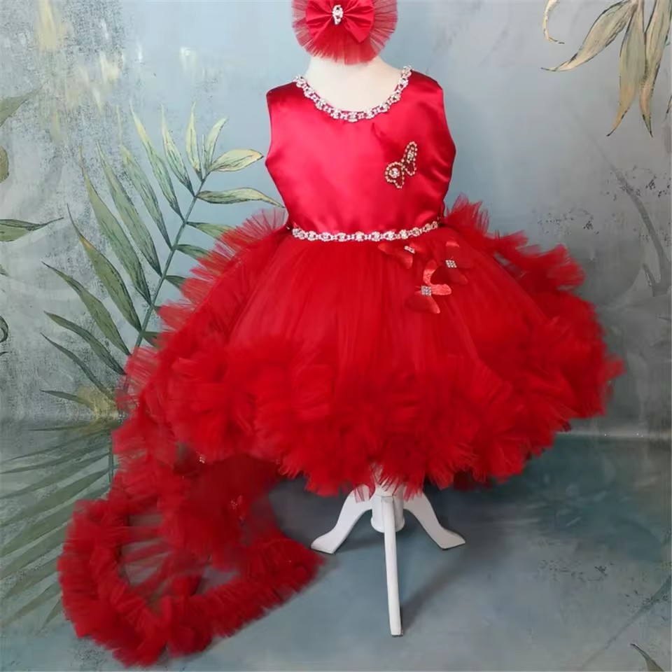 Robes à fleurs rouges personna - Toddler Girl Tulle Party Dress avis et prix