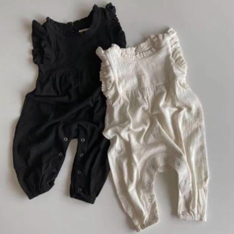 Combinaisons pour bébés, nouve - Baby Summer Linen Sleeveless Jumpsuit avis et prix