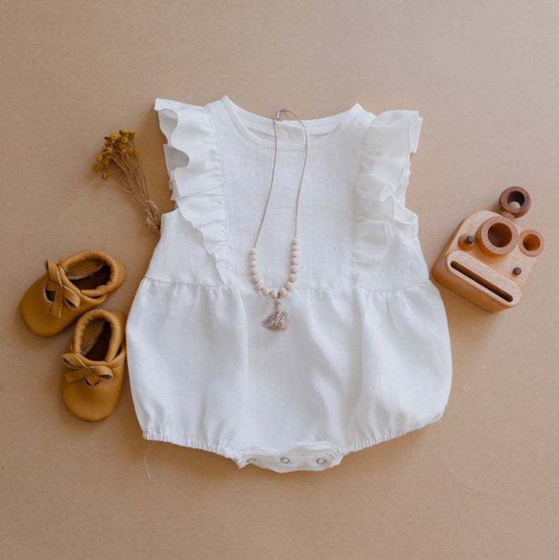 Barboteuse d'été pour bébés fi - Baby Summer Linen Sleeveless Jumpsuit avis et prix