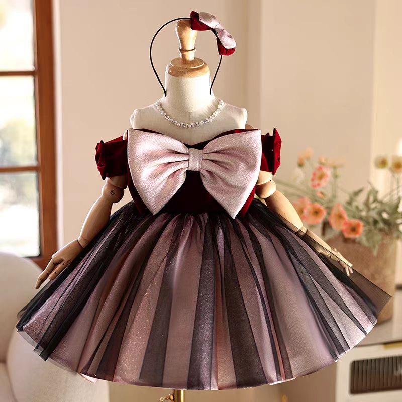 Jill Wish J464 élégant bordeau - Toddler Girl Tulle Party Dress avis et prix